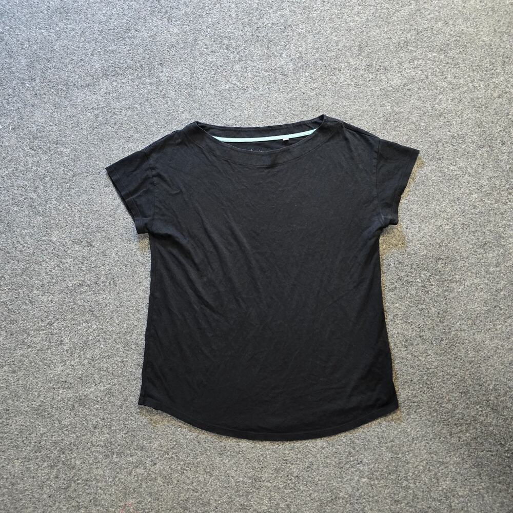Boden Top Women Size 8 Black Boat Neck Short Sleeve Capsule Minimal Casual Basic